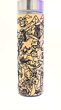 POCKET MONSTERS - Bamboo Insulated Thermos Bottle - FREE Tea Diffuser Included