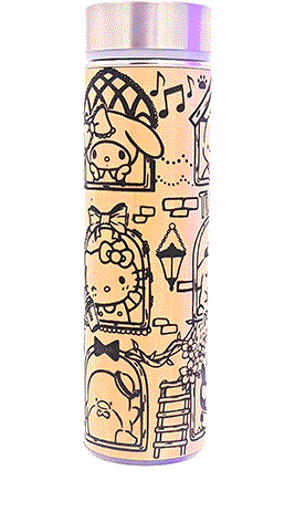 CUTIE AND FRIENDS - Bamboo Insulated Thermos Bottle - FREE Tea Diffuser Included