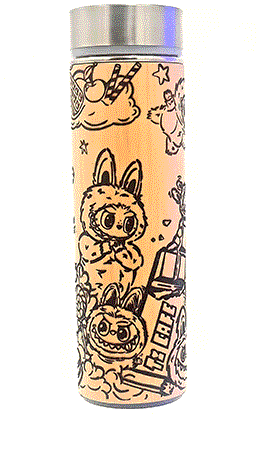 THE MONSTERS! - Bamboo Insulated Thermos Bottle - Ti Cafe Collab FREE Tea Diffuser Included