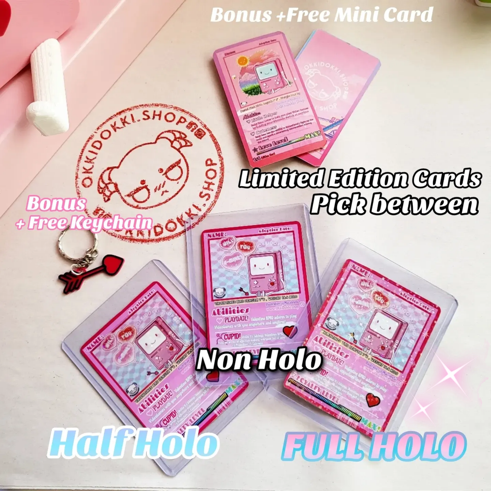 Valentines Pink - Nintendo Switch BMO Dock | w/ Face Display Face, Holo Adoption Trading Card