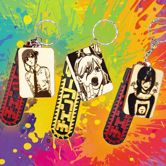 3Pack Chainsaw Set - WoodArts! Keychain and Free CHARM!