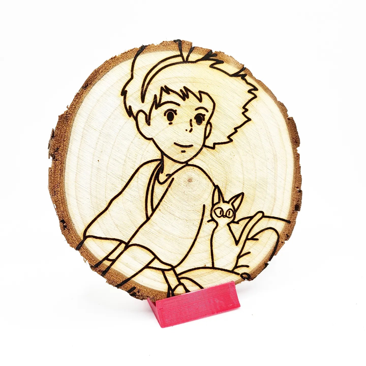 Kiki &JiJi Double-Sided- WoodArts! Functional Coaster | w/ Free Stand