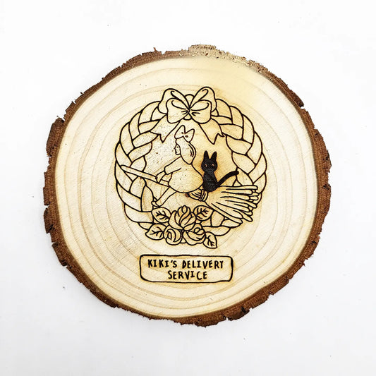 Kiki &JiJi Double-Sided- WoodArts! Functional Coaster | w/ Free Stand