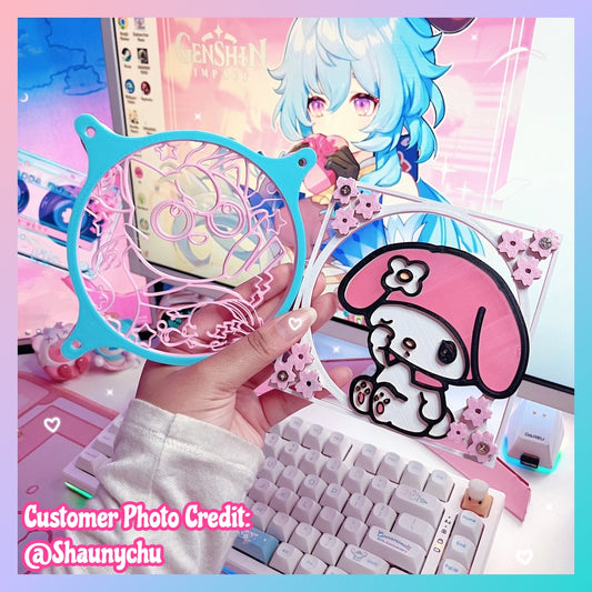 Pink Melody | MultiColor PC Gaming Fan Shroud / Grill / Fan Cover | Breathable Safe Design, Hardware Included , SizeFit 120mm