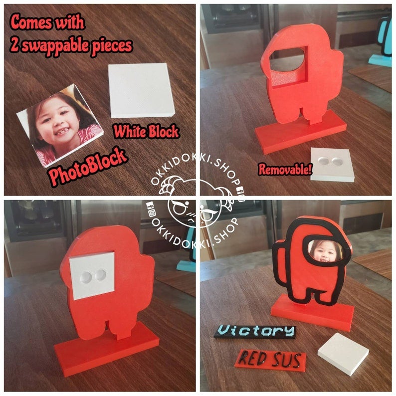 Trophy Picture Frame | AmongUs Video Game , Cyan Astronaut | Great Gift