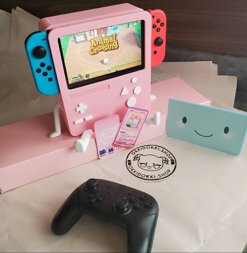 Pastel Pink - Nintendo Switch BMO Dock | w/ included Free Display Face & Adoption Trading Card