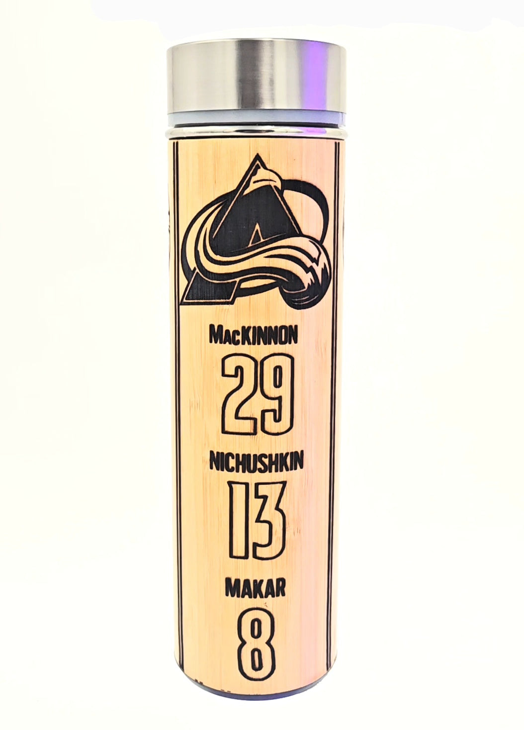 3 SPORTS TEAM 9 PLAYER - Custom Bamboo Insulated Thermos Bottle + FREE Custom Top