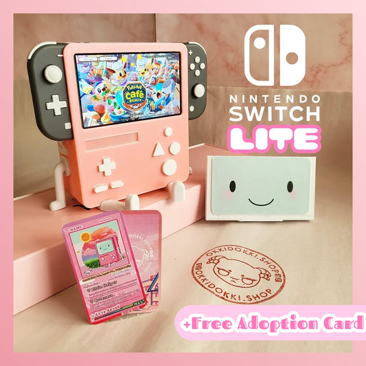 Pastel Pink - Nintendo Switch LITE - BMO Dock | w/ Limited Time Free Holographic Adoption Training Card + Free Display Face