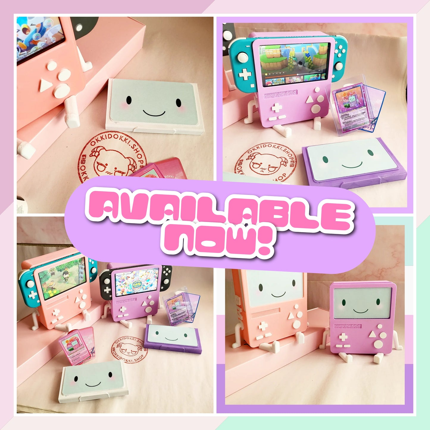 Pastel Pink - Nintendo Switch LITE - BMO Dock | w/ Limited Time Free Holographic Adoption Training Card + Free Display Face