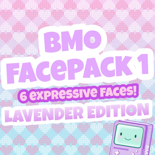 Lavender Edition - BMO Faces Accessories Pack 1 | For OkkiDokki Nintendo Switch Bmo Dock | Pack of 6 +BONUS Trading Cards