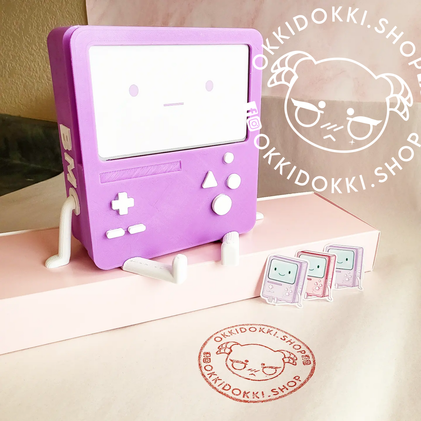 Lavender Edition - BMO Faces Accessories Pack 1 | For OkkiDokki Nintendo Switch Bmo Dock | Pack of 6 +BONUS Trading Cards