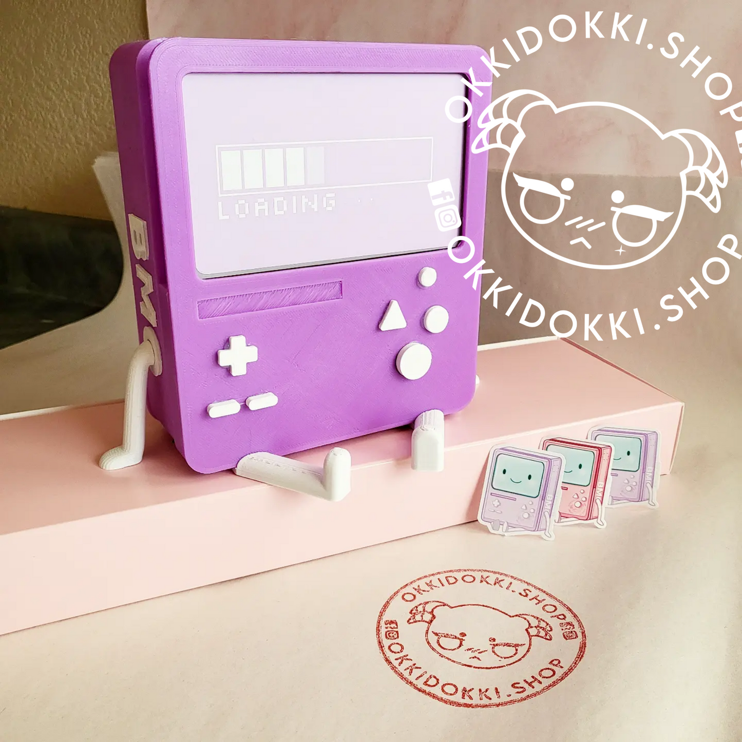 Lavender Edition - BMO Faces Accessories Pack 1 | For OkkiDokki Nintendo Switch Bmo Dock | Pack of 6 +BONUS Trading Cards