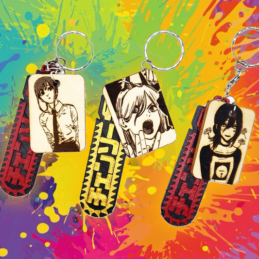 3Pack Chainsaw Set  - WoodArts! Keychain and Free CHARM!