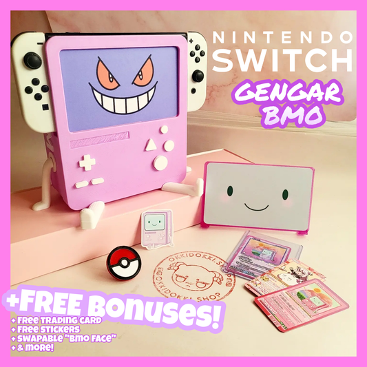 EASTER Special - Gengar BMO - Nintendo Switch BMO Dock | w/ included Free Display Face & Adoption Trading Card + all Switch Moded Fit