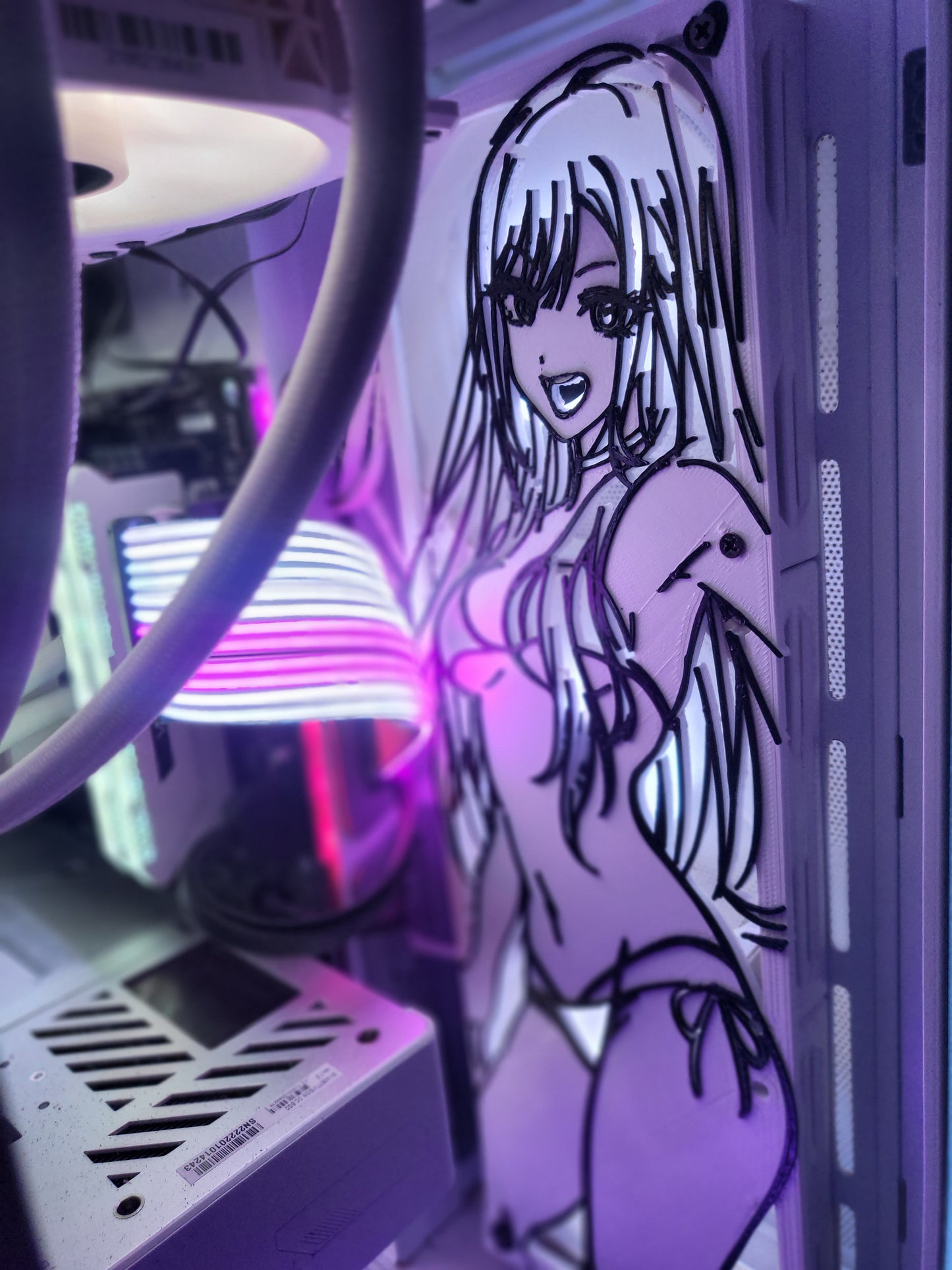 Marin Anime | B&W Triple PC Gaming  Fan Shroud / Grill / Fan Cover | Breathable Safe Design, Hardware Included ,  SizeFit 3×120mm [360mm