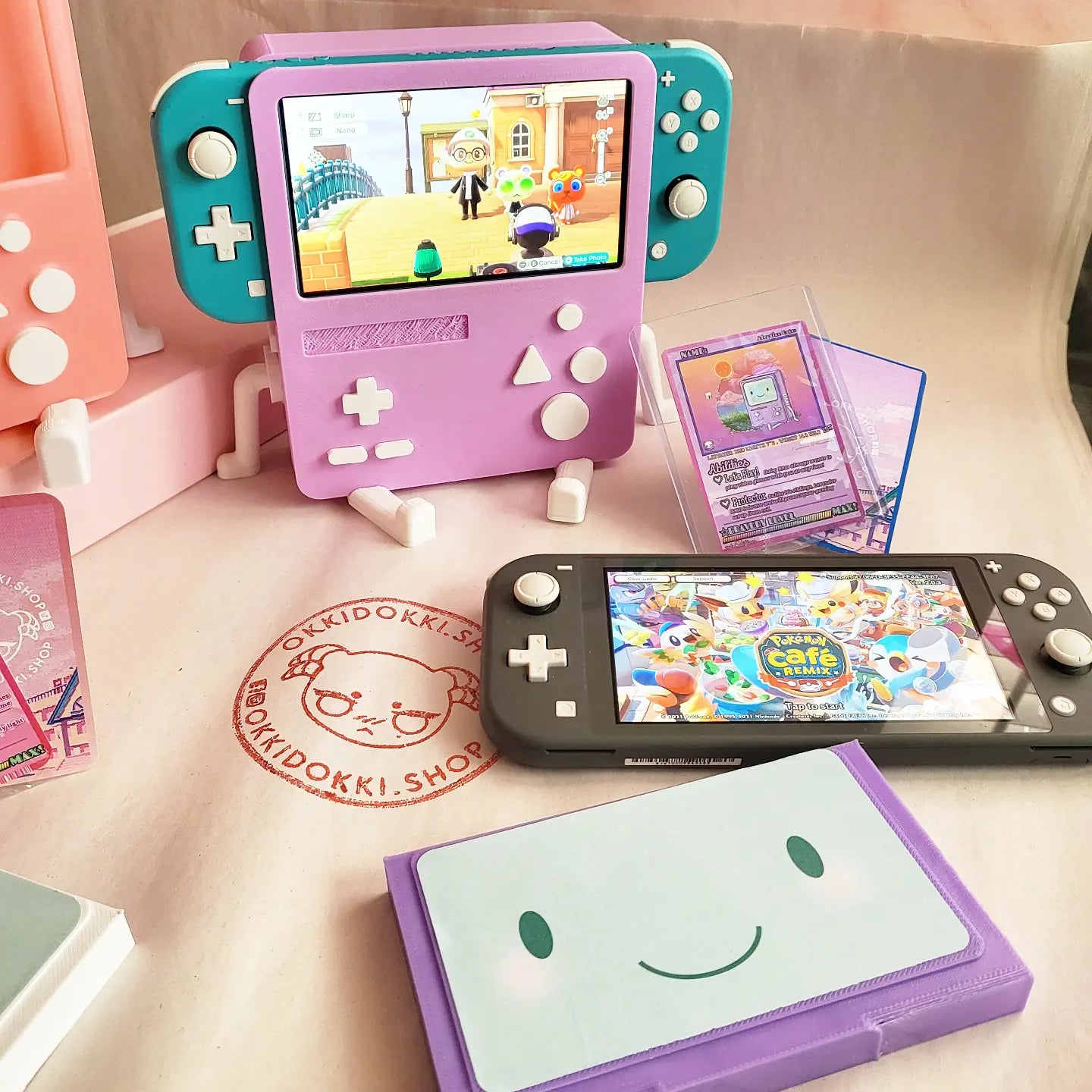 Lavender - Nintendo Switch LITE - BMO Dock | w/ Limited Time Free Holographic Adoption Training Card + Free Display Face