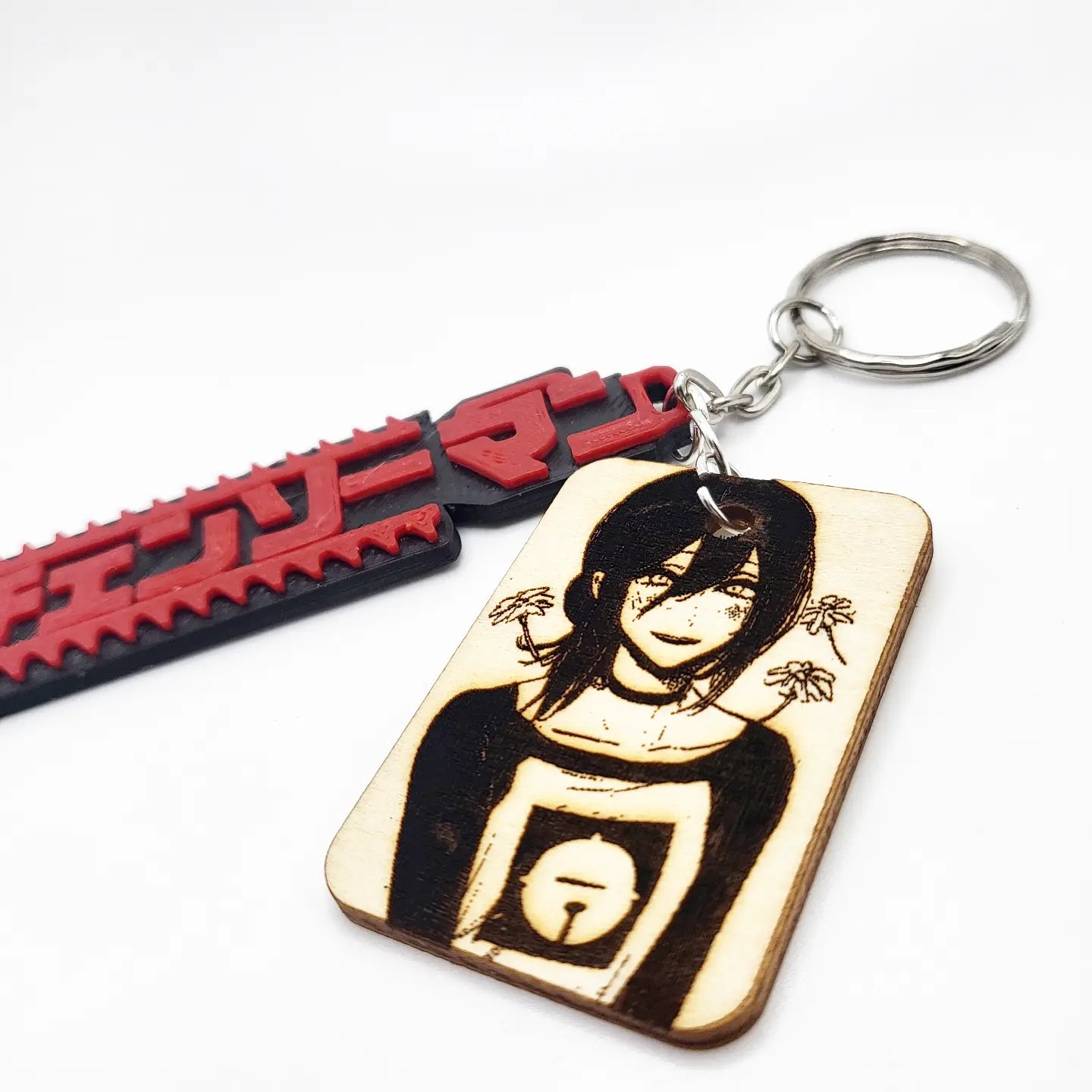 Reze Red - WoodArts! Keychain and Free CHARM!