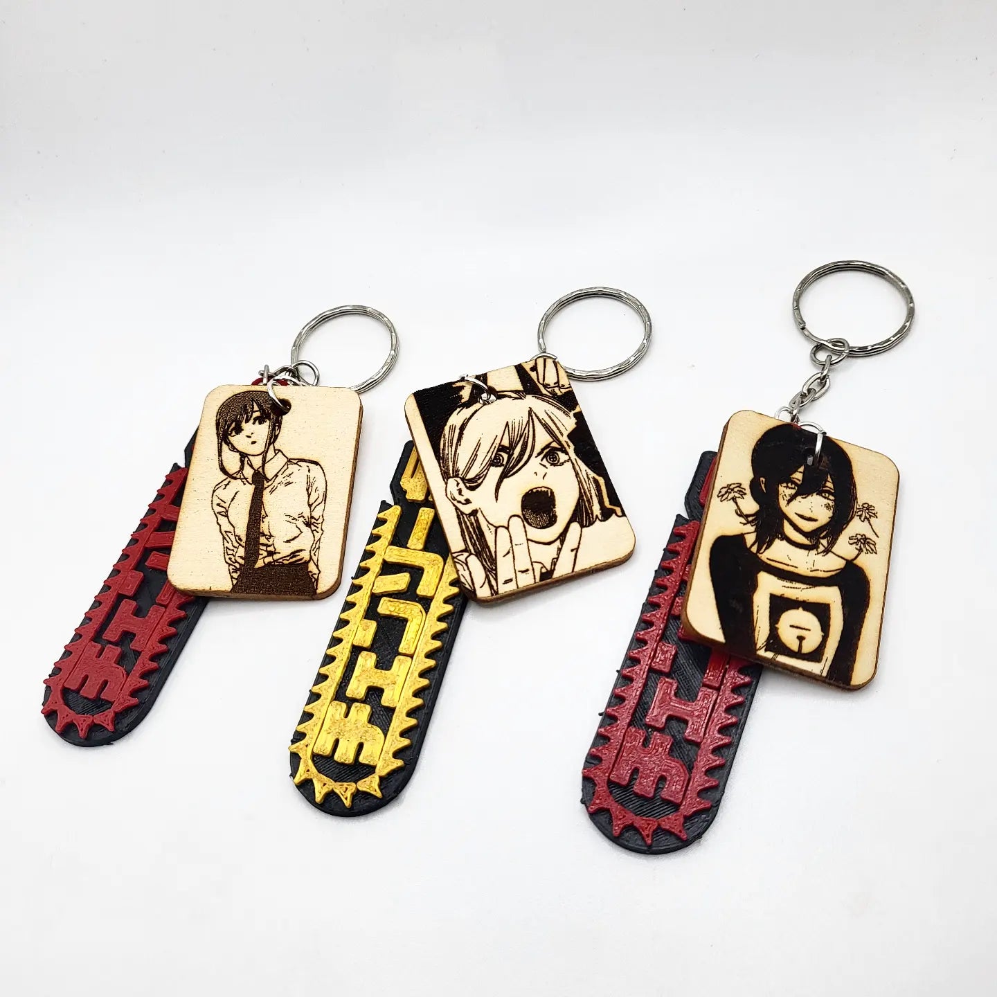 Reze Red - WoodArts! Keychain and Free CHARM!