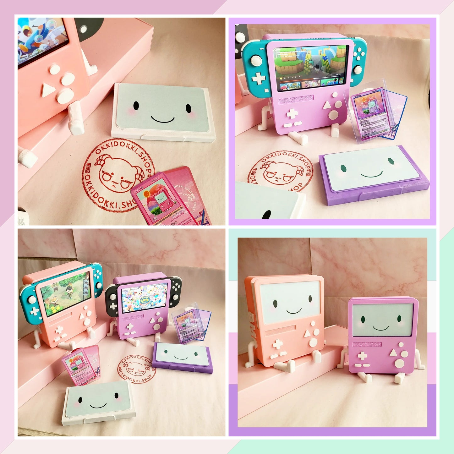 Pastel Pink - Nintendo Switch LITE - BMO Dock | w/ Limited Time Free Holographic Adoption Training Card + Free Display Face