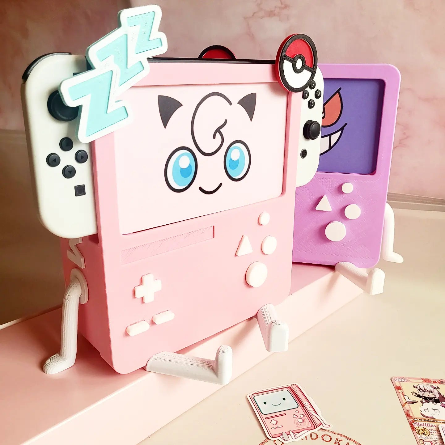 EASTER Special - JIGGLY Bmo - Nintendo Switch BMO Dock | w/ included Free Display Face & Adoption Trading Card + all Switch Moded Fit