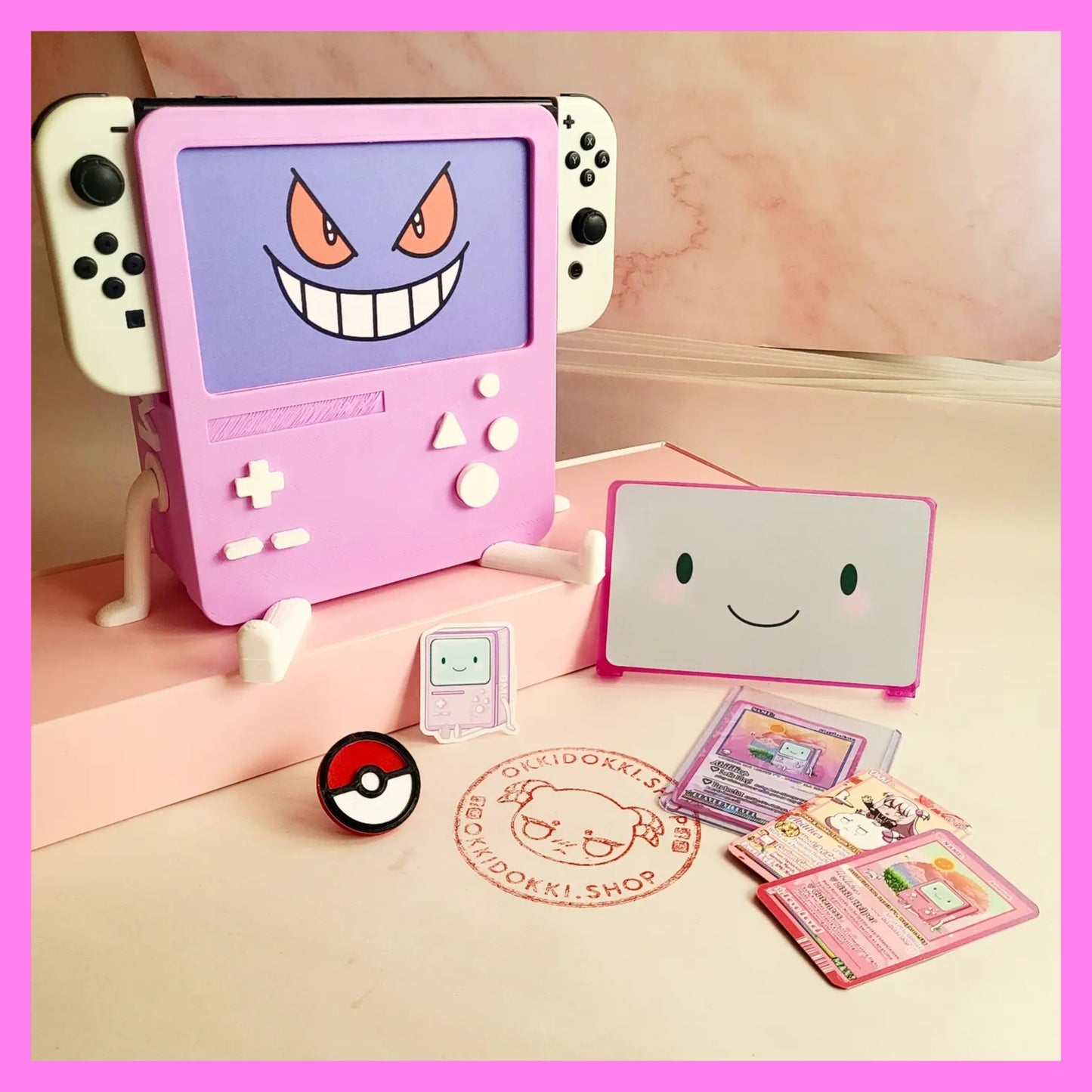 EASTER Special - Gengar BMO - Nintendo Switch BMO Dock | w/ included Free Display Face & Adoption Trading Card + all Switch Moded Fit