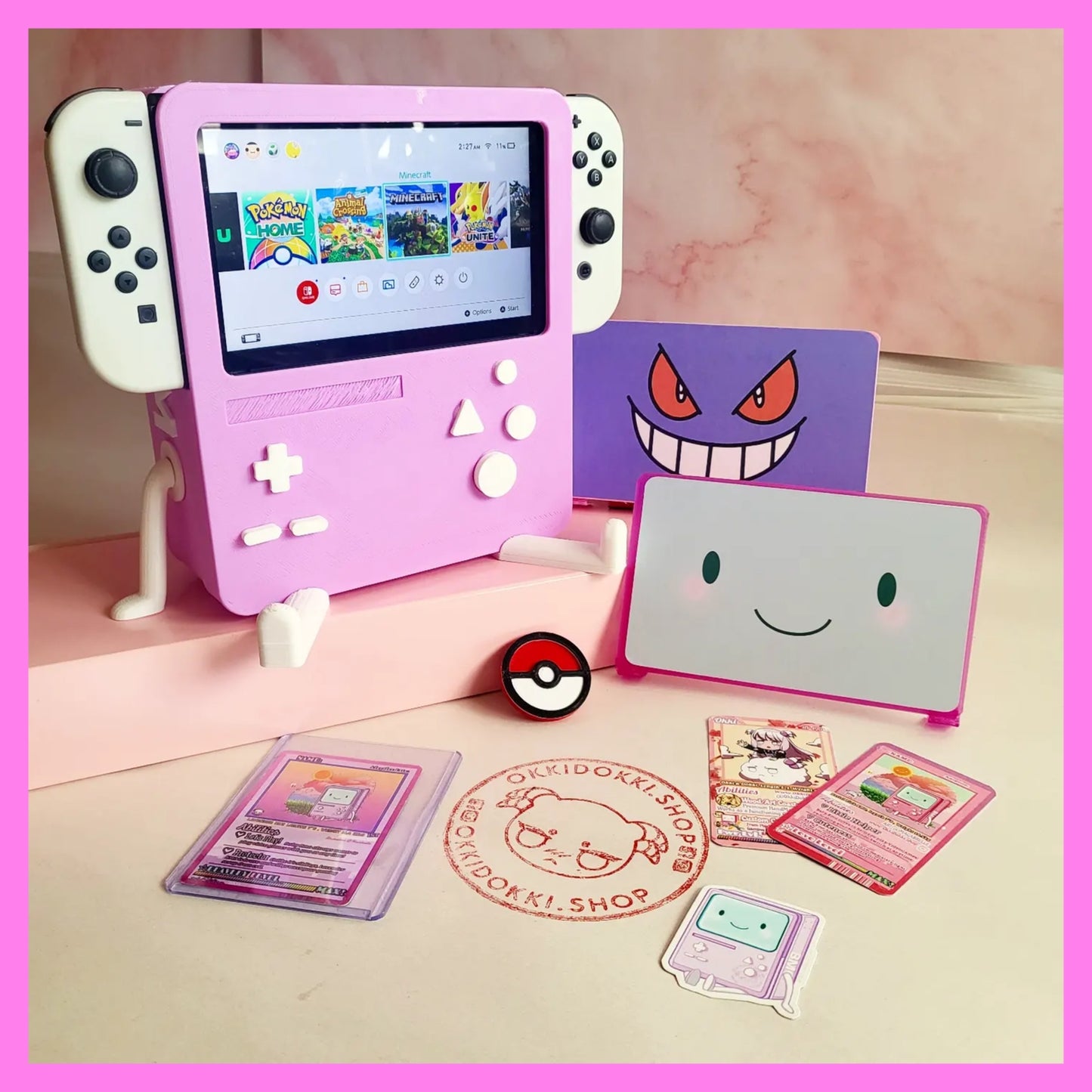 EASTER Special - Gengar BMO - Nintendo Switch BMO Dock | w/ included Free Display Face & Adoption Trading Card + all Switch Moded Fit