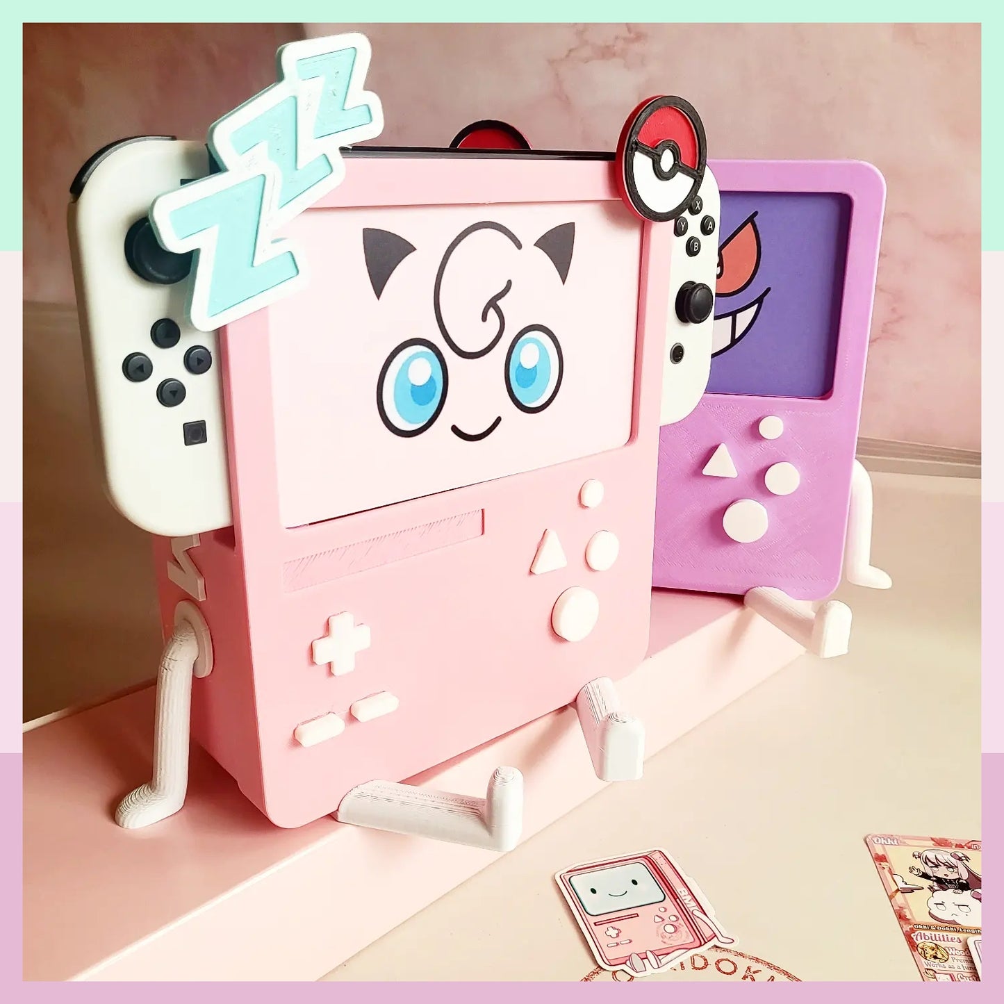 EASTER Special - JIGGLY Bmo - Nintendo Switch BMO Dock | w/ included Free Display Face & Adoption Trading Card + all Switch Moded Fit