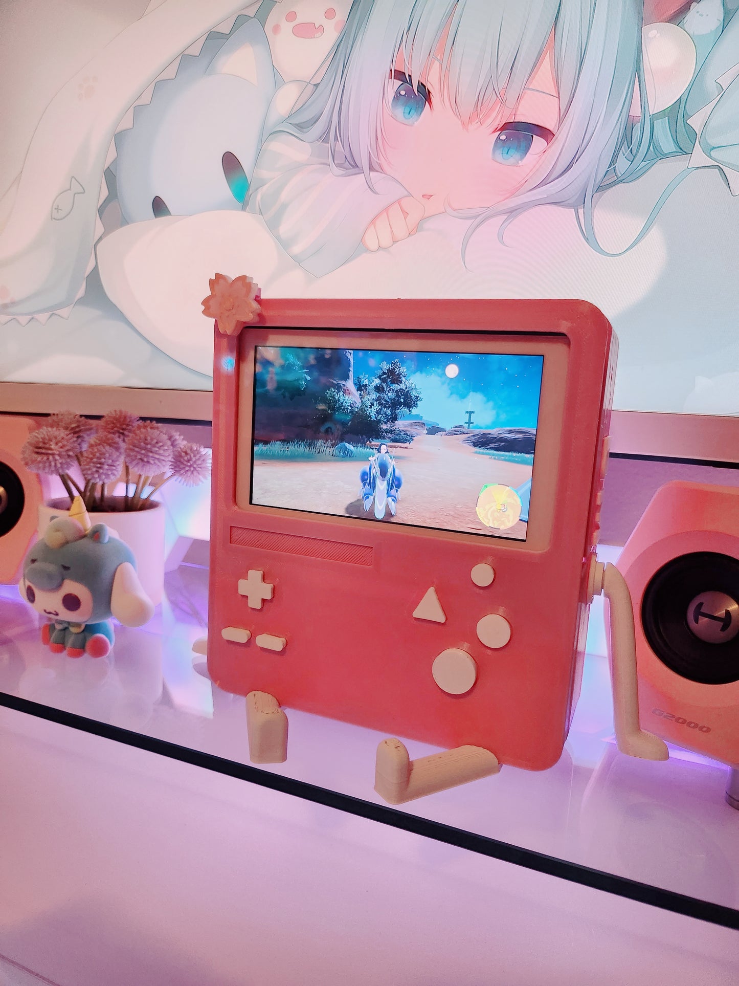 Pastel Pink - HDMI & Charging Nintendo Switch BMO Dock | Two Swappable Modes w/ Free Trading Card , Stickers + FITS Nintendo Switch Models