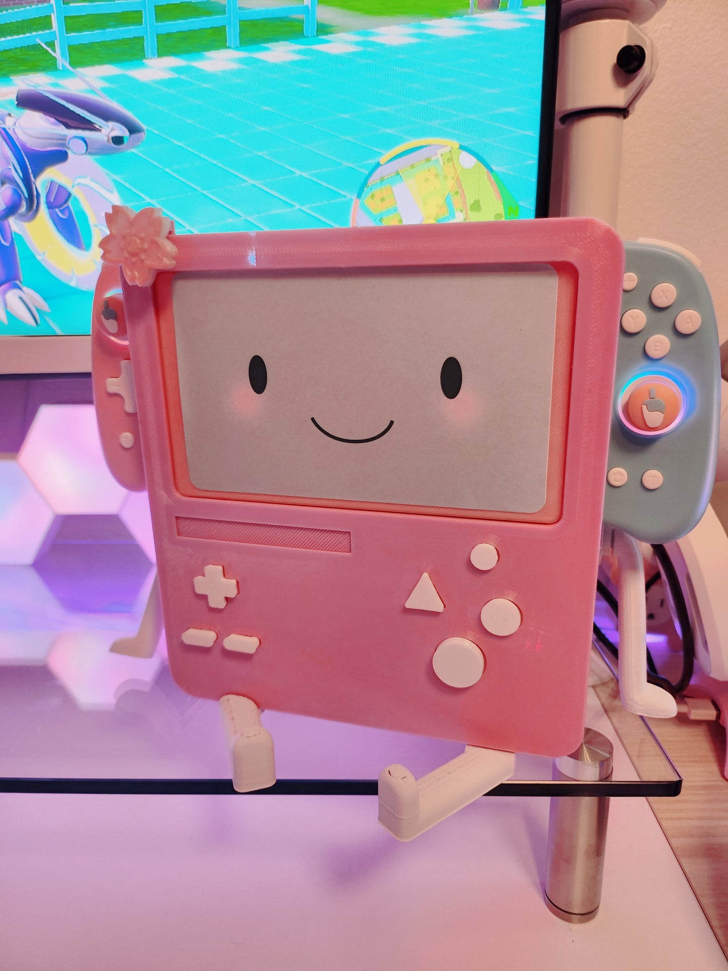 Pastel Pink - HDMI & Charging Nintendo Switch BMO Dock | Two Swappable Modes w/ Free Trading Card , Stickers + FITS Nintendo Switch Models