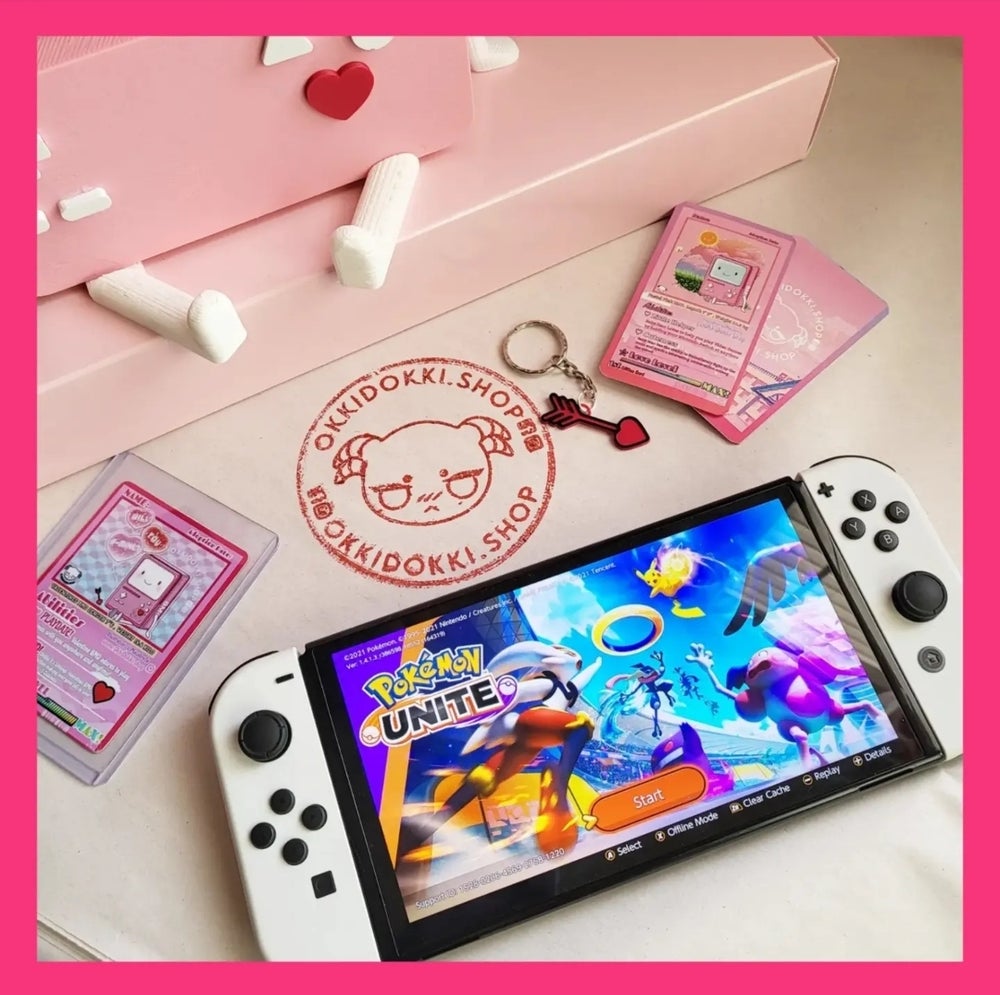 Valentines Pink - Nintendo Switch BMO Dock | w/ Face Display Face,  Holo Adoption Trading Card