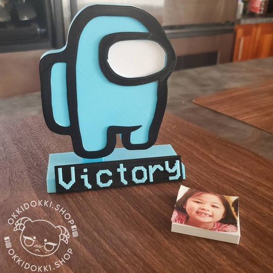 Trophy Picture Frame | AmongUs Video Game , Cyan Astronaut | Great Gift