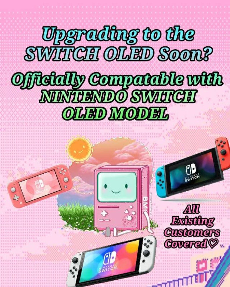 Pastel Pink - Nintendo Switch BMO Dock | w/ included Free Display Face & Adoption Trading Card