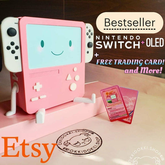 Pastel Pink - Nintendo Switch BMO Dock | w/ included Free Display Face & Adoption Trading Card